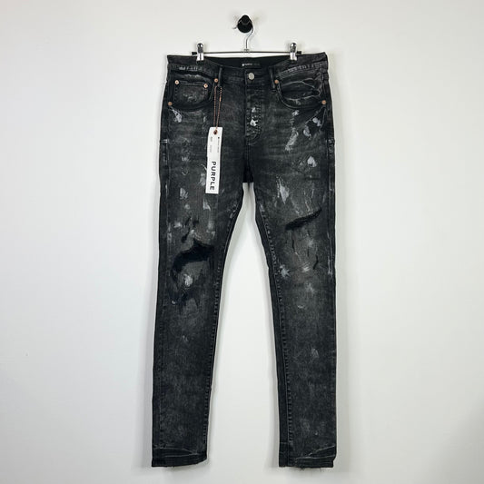 PURPLE BRAND PAINT RIPPED BLACK JEANS