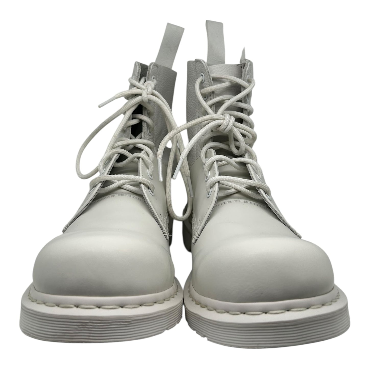 PREOWNED MAISON MARGIELA X DR MARTENS WHITE 1460 TWIST BOOT