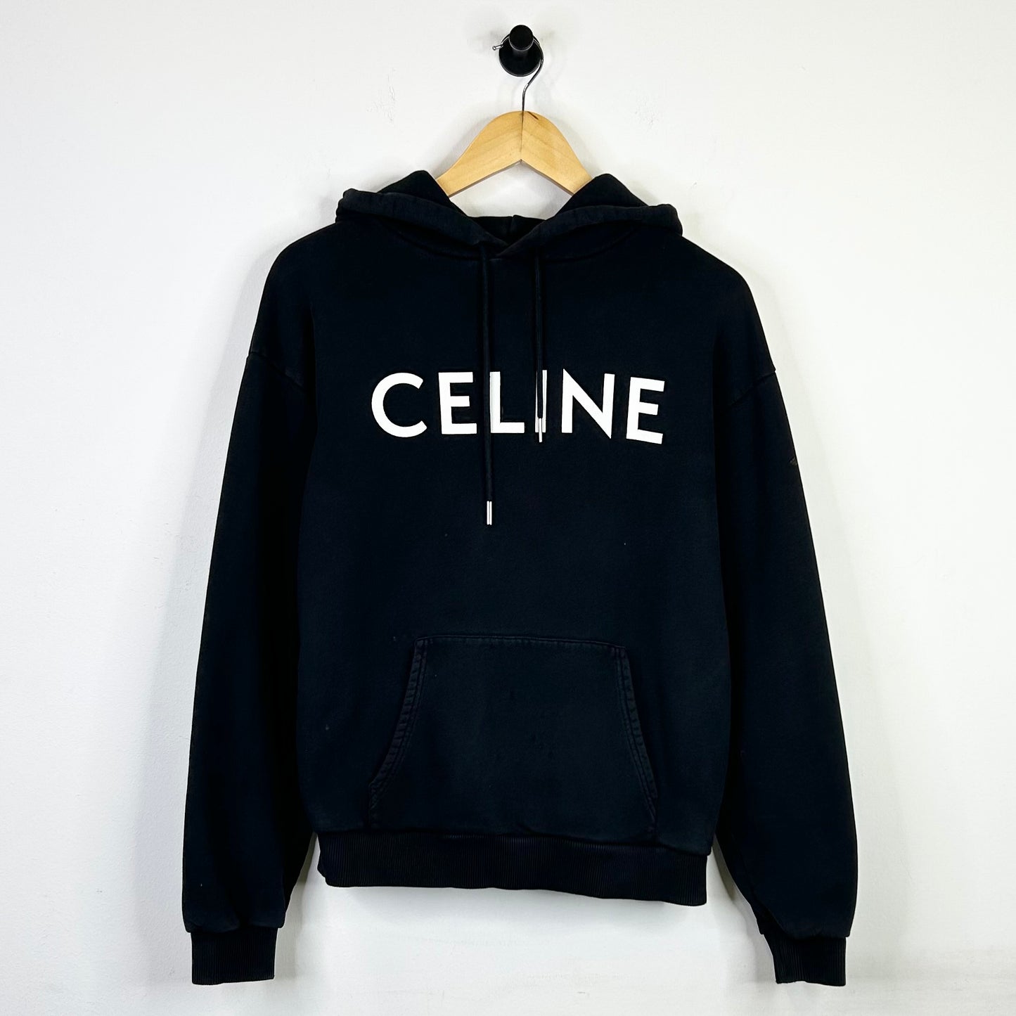CELINE SPELLOUT LOGO BLACK HOODIE