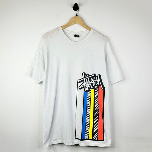 STUSSY STRIPE LOGO TEE