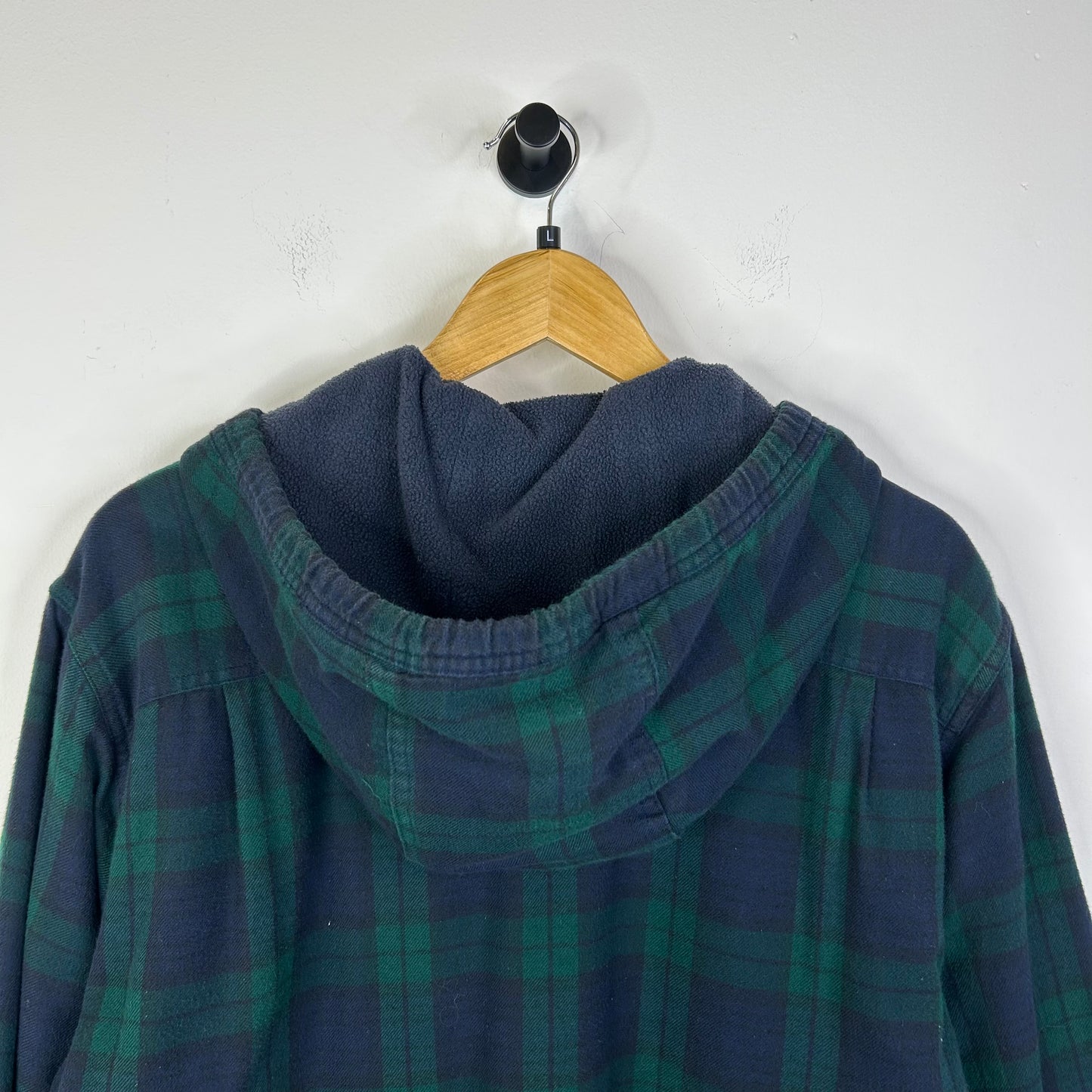 LL BEAN GREEN FLANNEL BUTTON UP