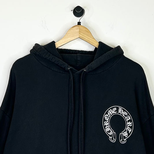 CHROME HEARTS HORSESHOE FLORAL CROSS SLEEVE HOODIE