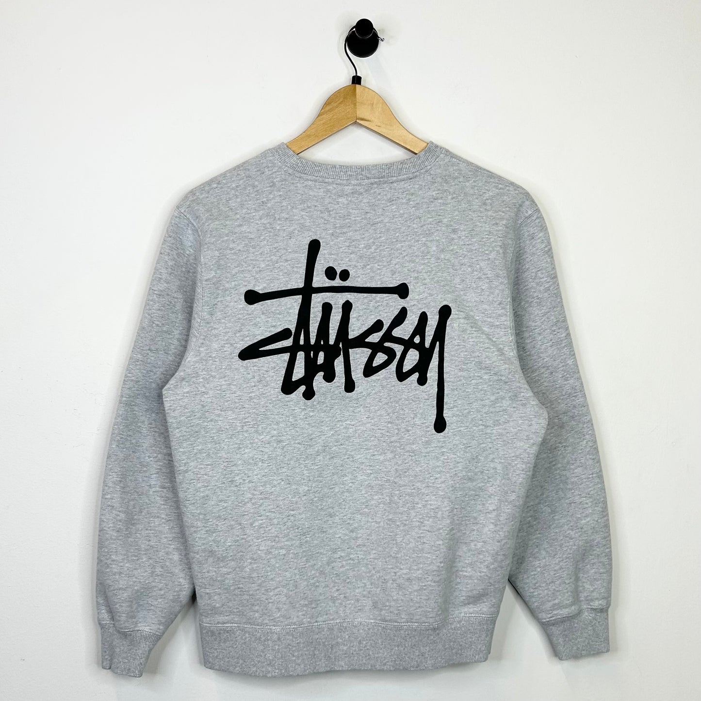 STUSSY BASIC ASH HEATHER CREWNECK