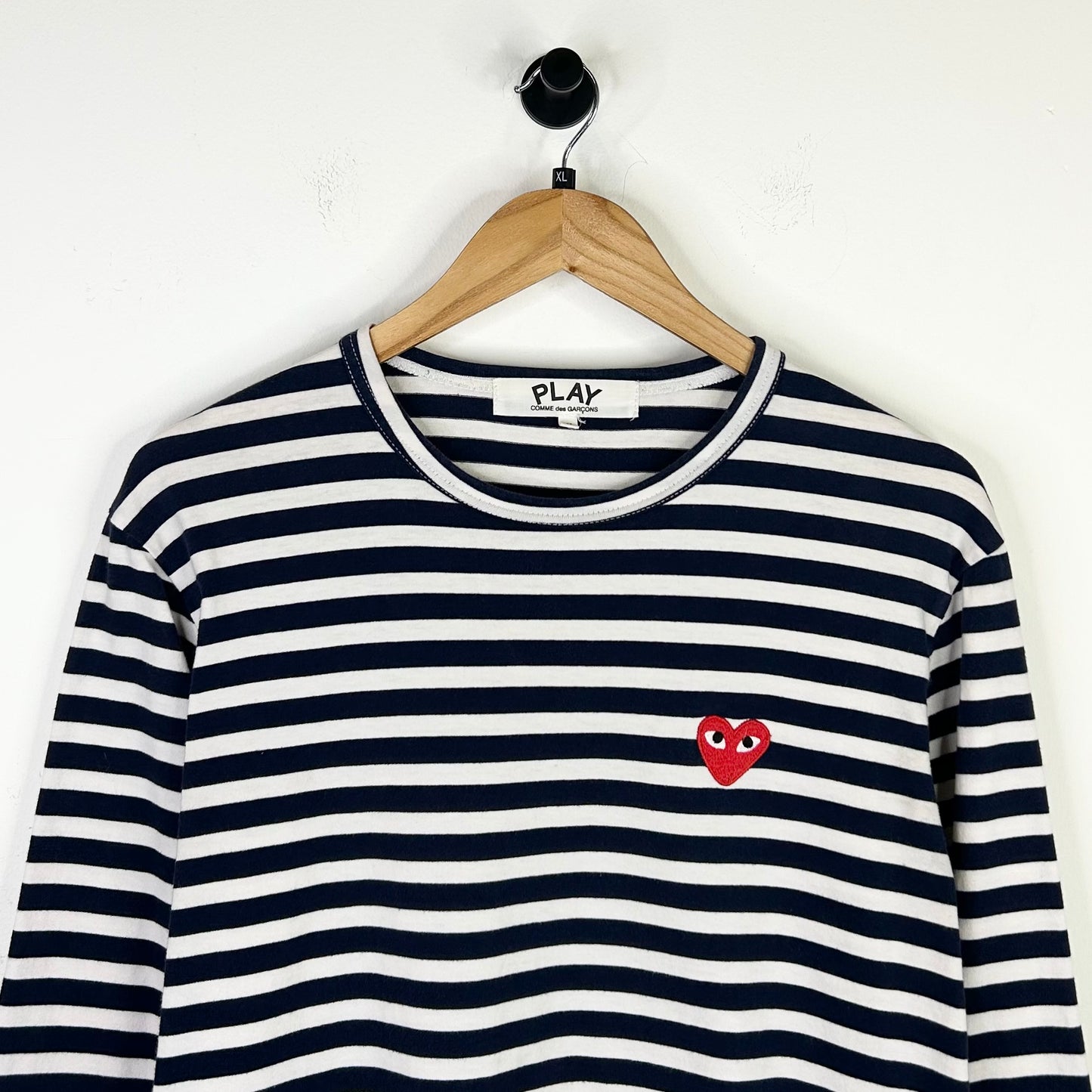 COMME DES GARCON PLAY CDG STRIPE LONG SLEEVE WHITE RED BLUE