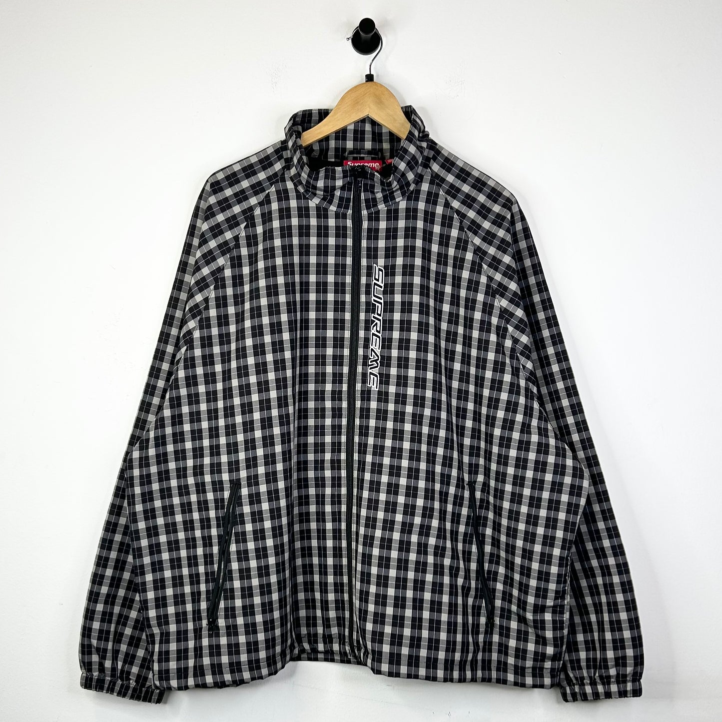 SUPREME PLAID TRACK JACKET BLACK