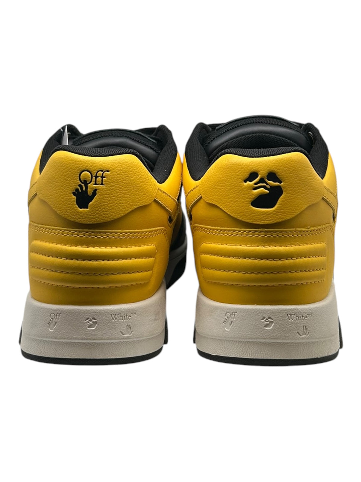 PREOWNED OFF WHITE OUT OF OFFICE BLACK AND YELLOW SHOES
