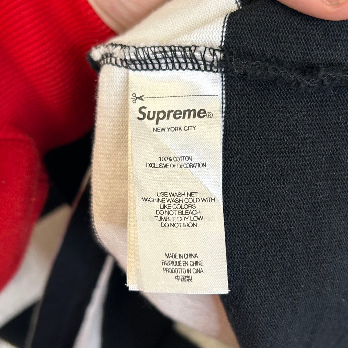 SUPREME STRIPED RUGBY BLACK POLO FW25