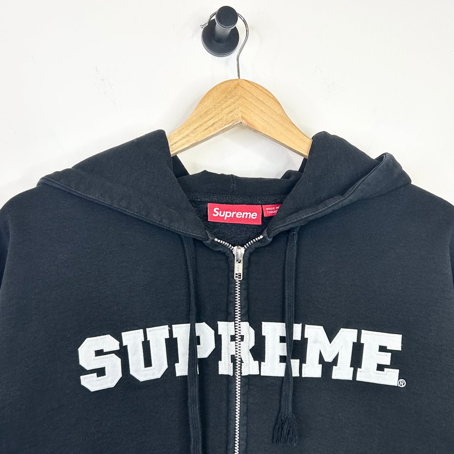 SUPREME COLLEGIATE BLACK AND WHITE HOODIE