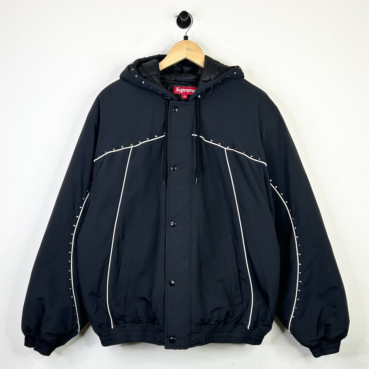 SUPREME BLACK STUDDED STADIUM JACKET