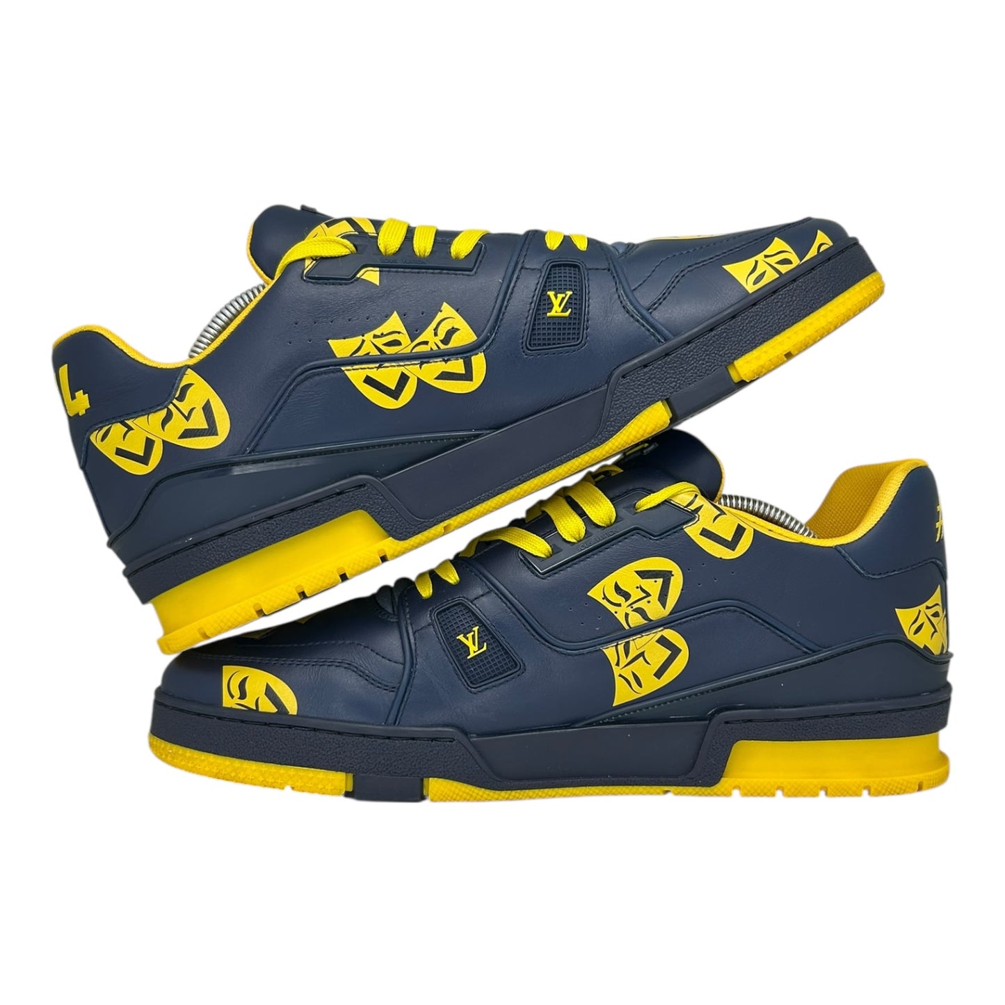 PREOWNED LOUIS VUITTON TRAINER NAVY YELLOW