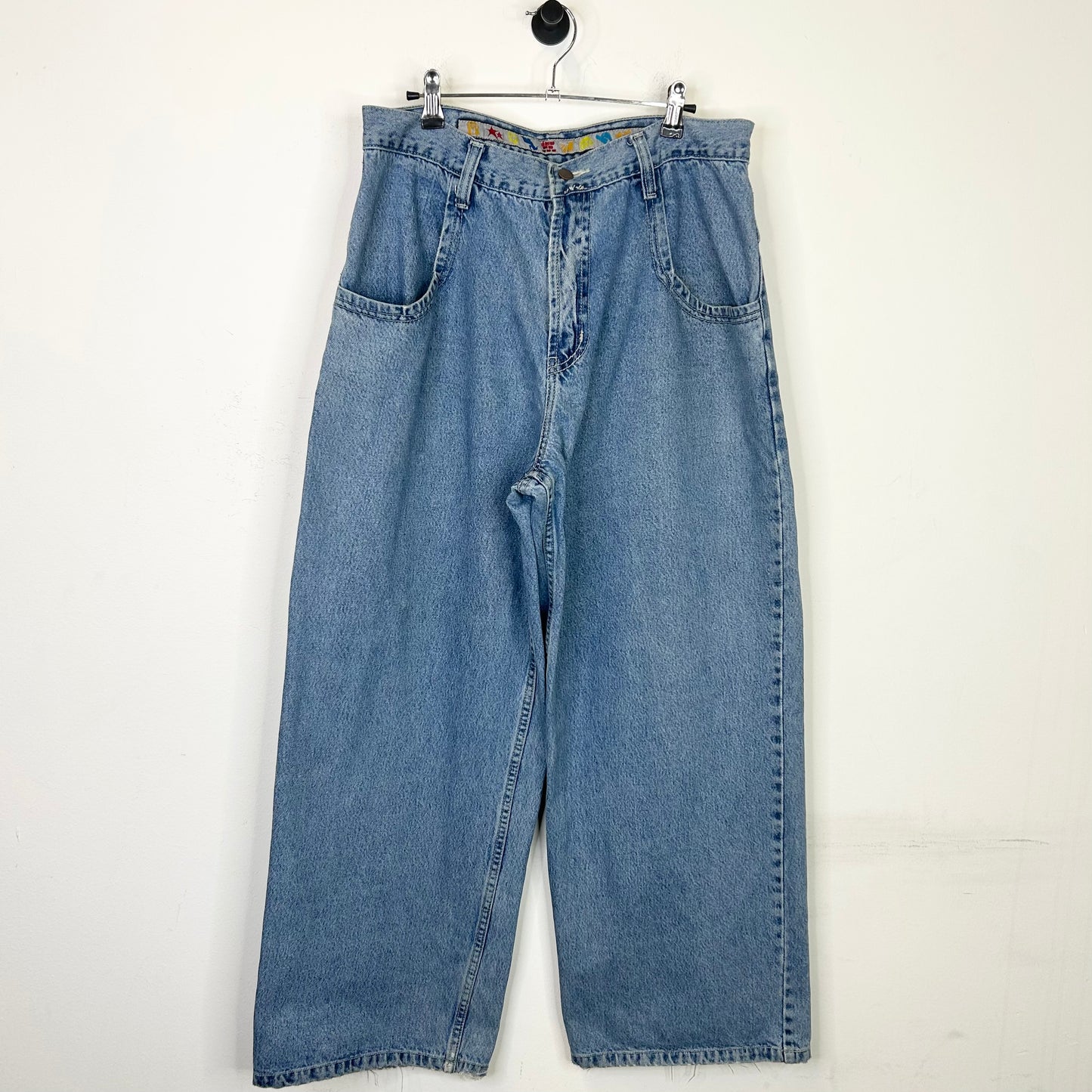 JNCO GREEN TEXT WIDE LEG JEANS