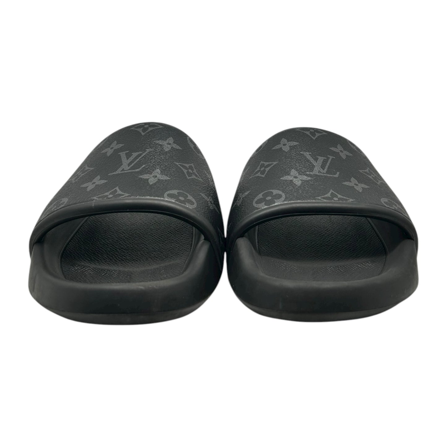 PREOWNED LOUIS VUITTON BLACK WATERFRONT MULE SLIDES