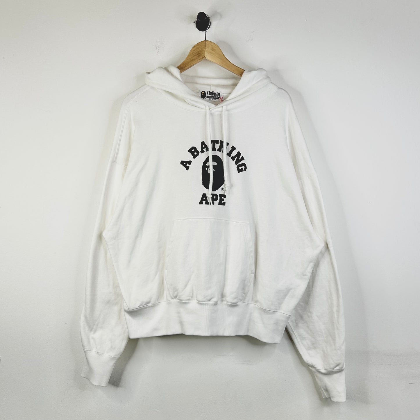 BAPE A BATHING APE WHITE PULL OVER HOODIE