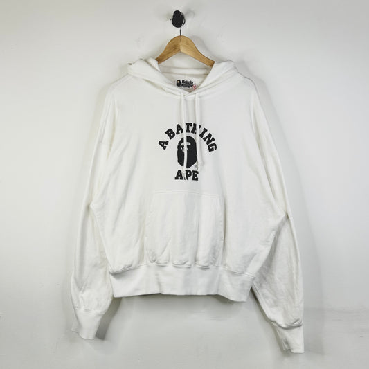 BAPE A BATHING APE WHITE PULL OVER HOODIE