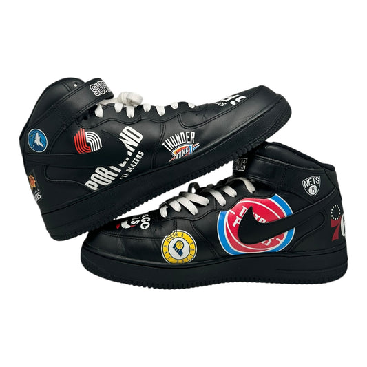 PREOWNED AIR FORCE 1 MID SUPREME NBA BLACK SIZE 11