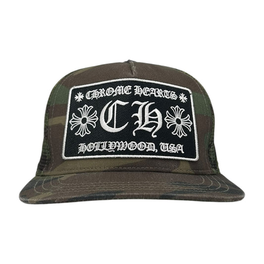CHROME HEARTS HOLLYWOOD TRUCKER HAT GREEN CAMO