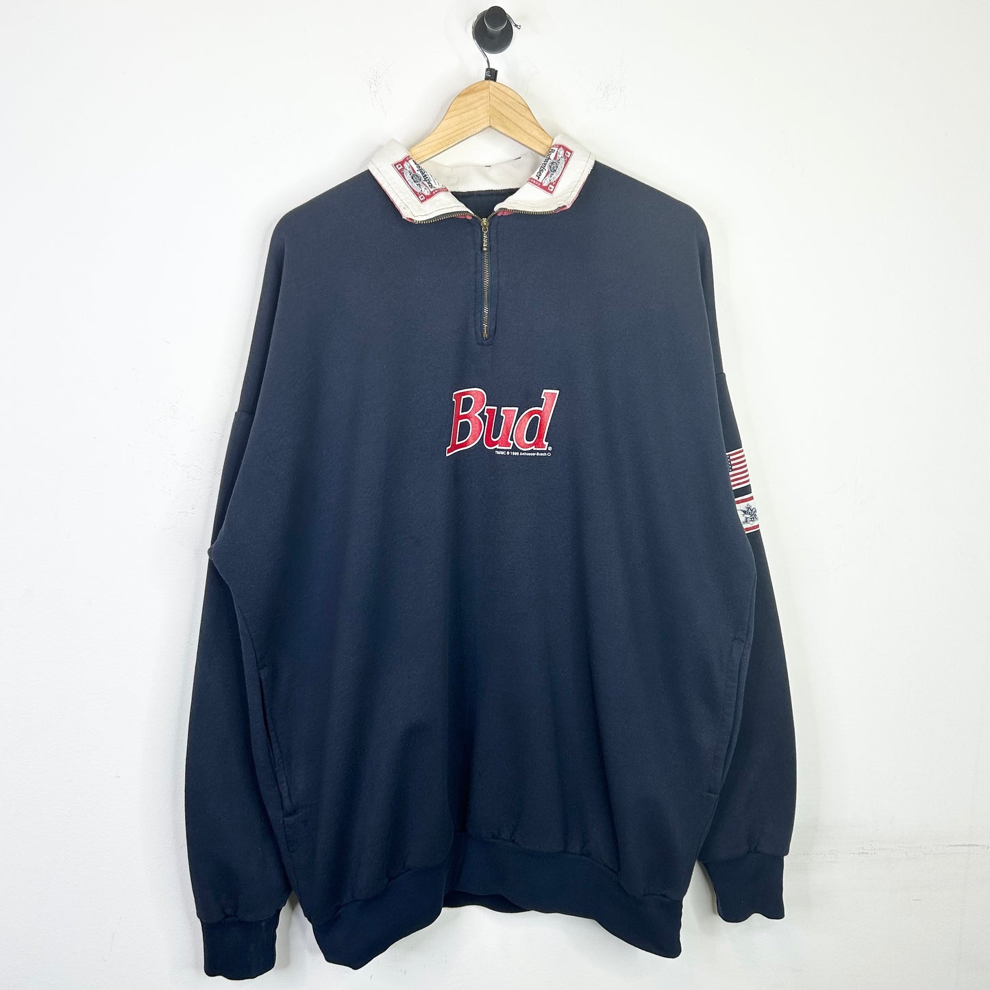 BUDWEISER QUARTER ZIP SWEATER