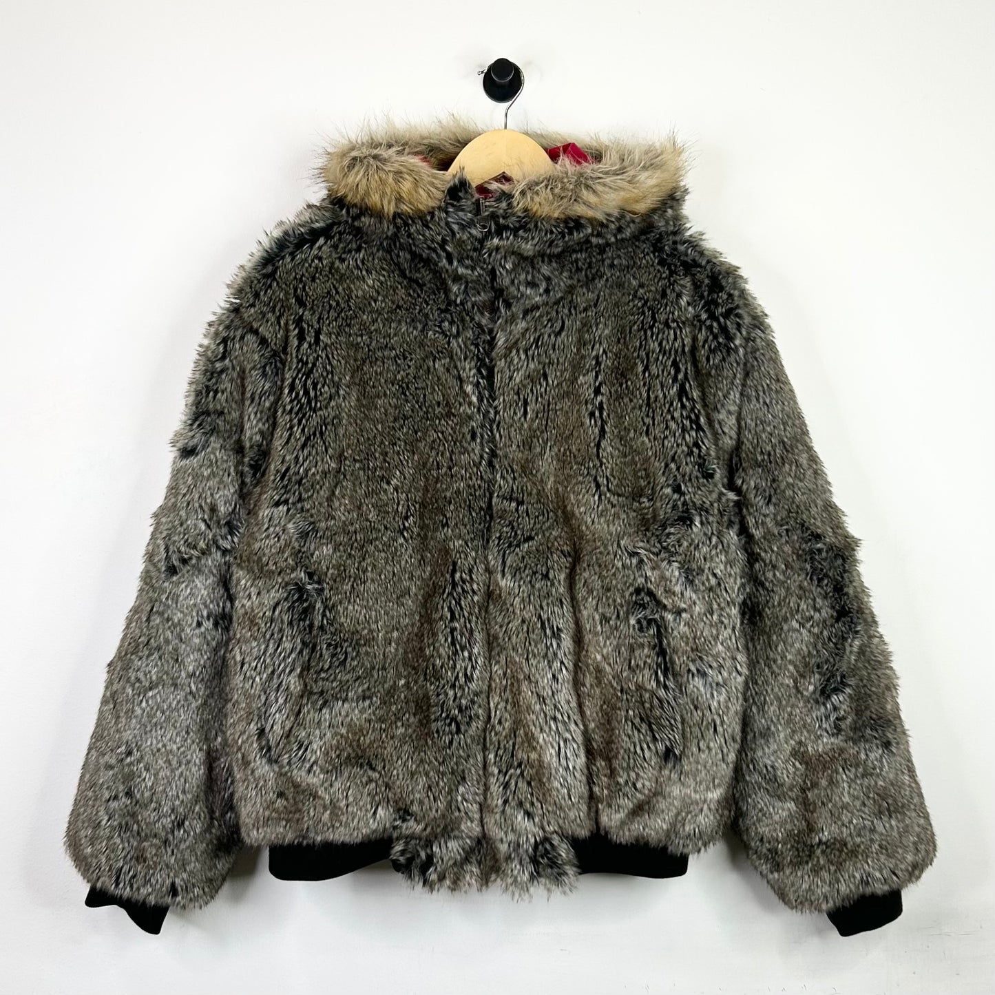 SUPREME REVRSIBLE FAUX FUR HOODED WORK JACKET RED