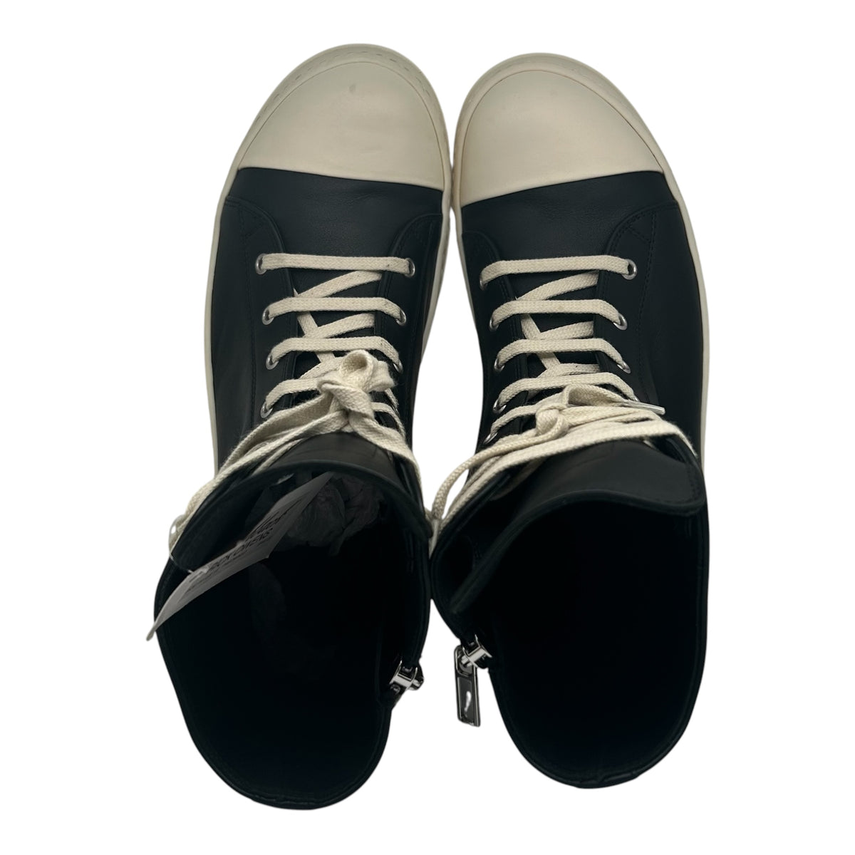 PREOWNED RICK OWENS RAMONE HIGH MAINLINE BLACK/MILK