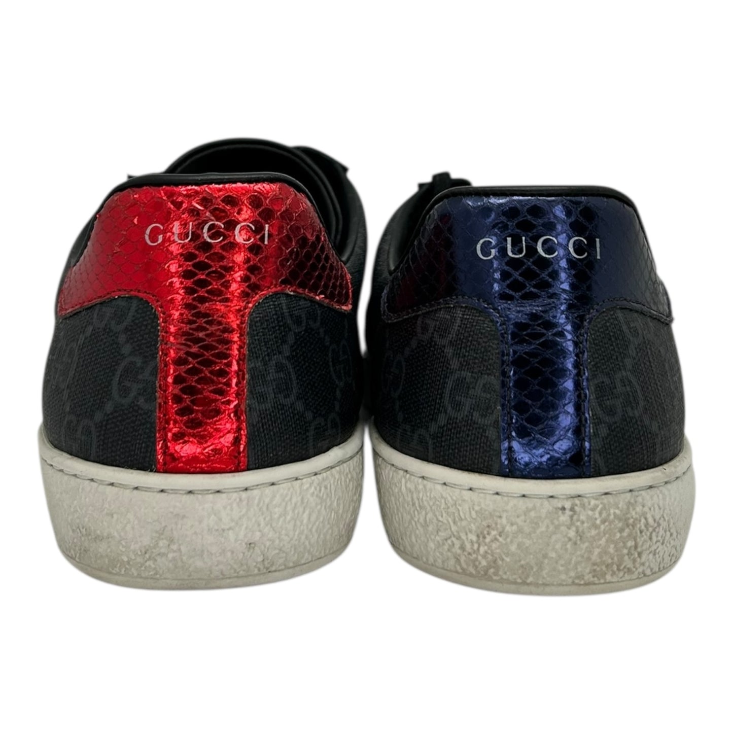 PREOWNED GUCCI ACE GG BLACK STRIPE LOWTOP