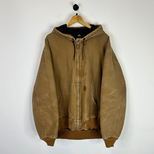 CARHARTT BROWN FLEECE LINED HOODED JACKET
