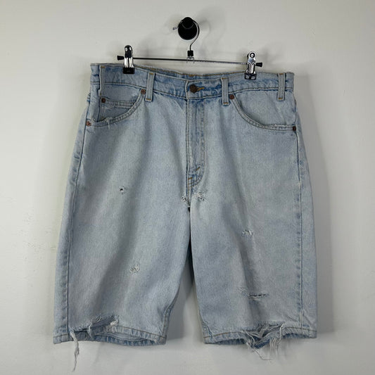 LEVIS 550 BLUE JORTS ORANGE TAB