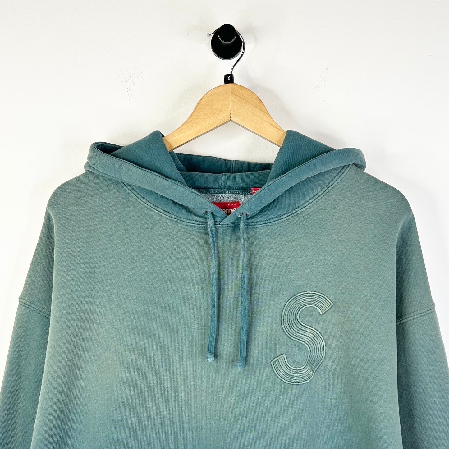 SUPREME OVERDYED AQUA S LOGO HOODIE