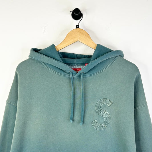 SUPREME OVERDYED AQUA S LOGO HOODIE