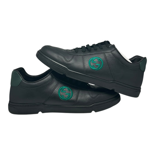 GUCCI INTERLOCKING G LOGO GREEN BLACK LEATHER LOW