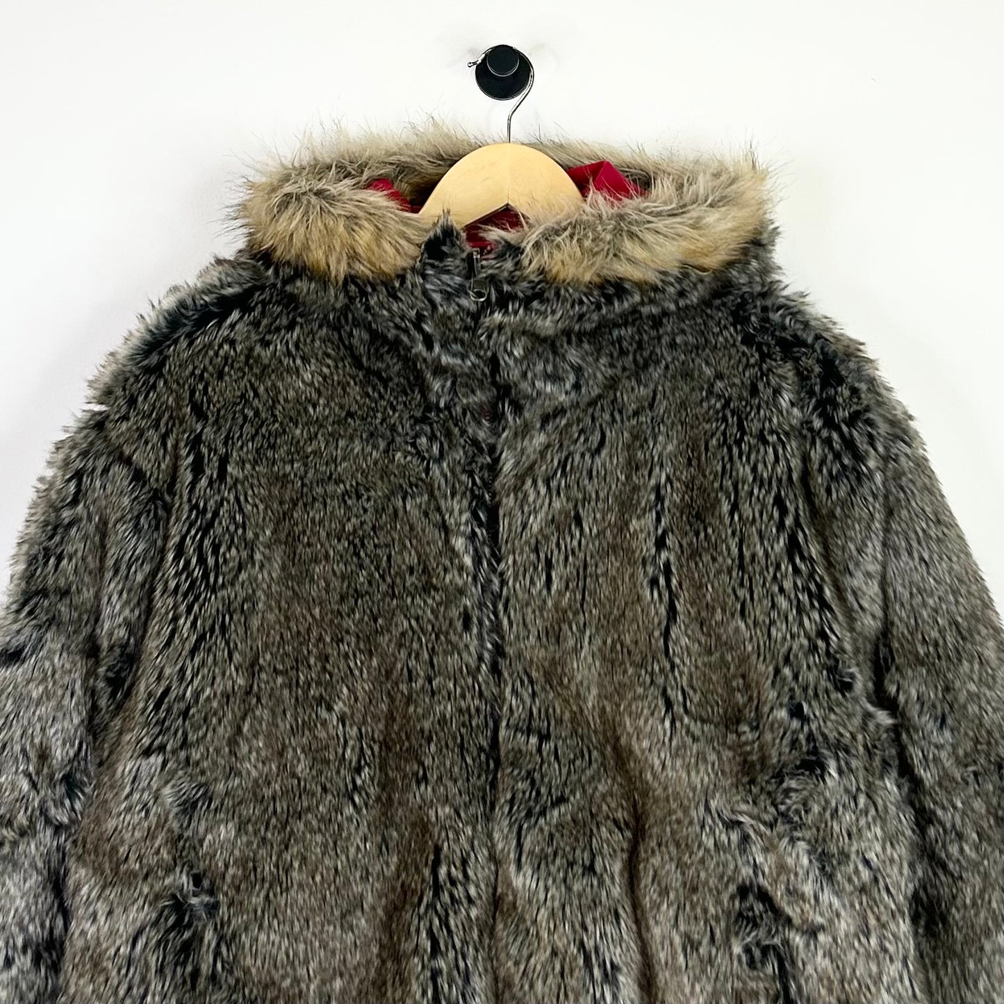 SUPREME REVRSIBLE FAUX FUR HOODED WORK JACKET RED