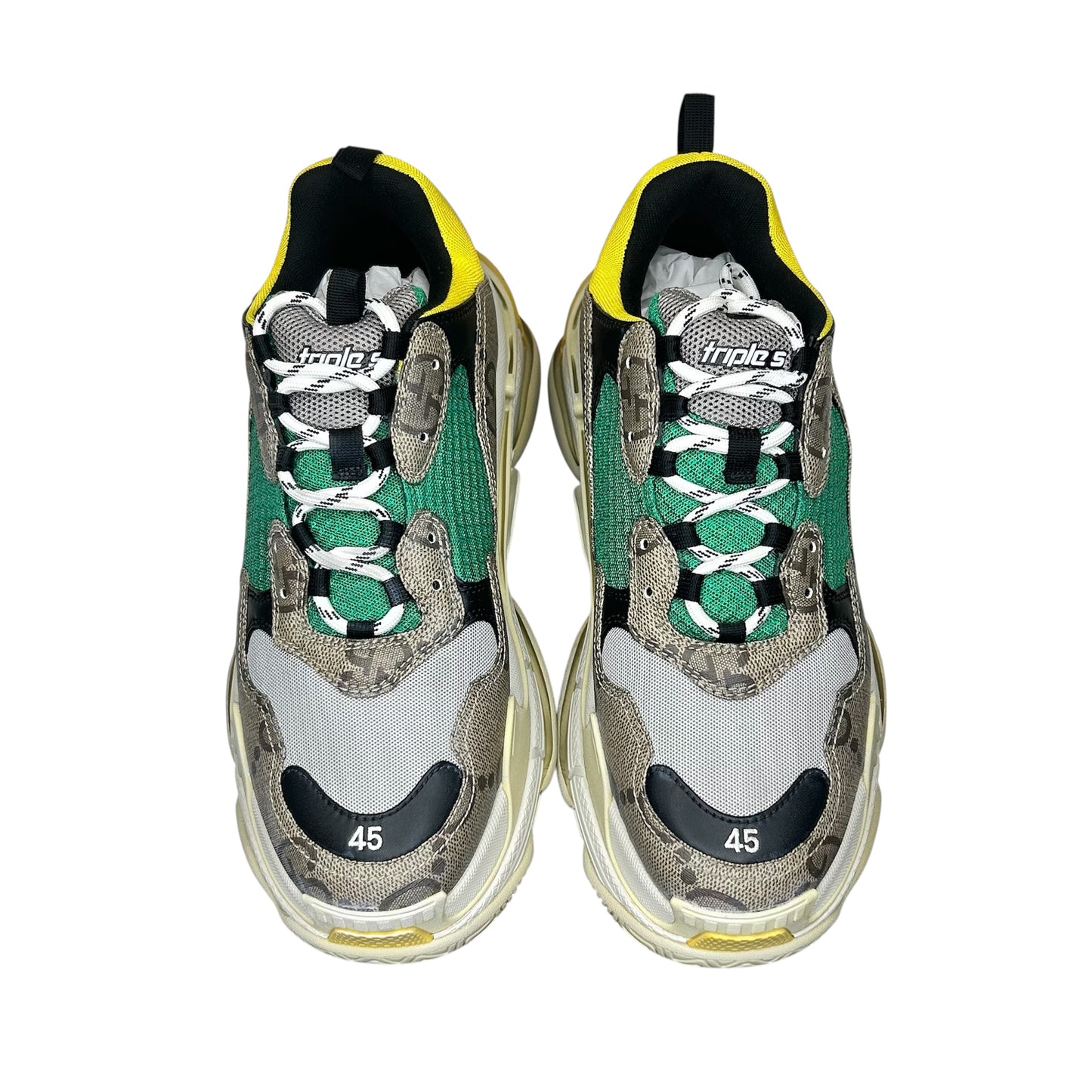 PREOWNED BALENCIAGA X GUCCI TRIPLE S HACKER PROJECT GREEN BEIGE