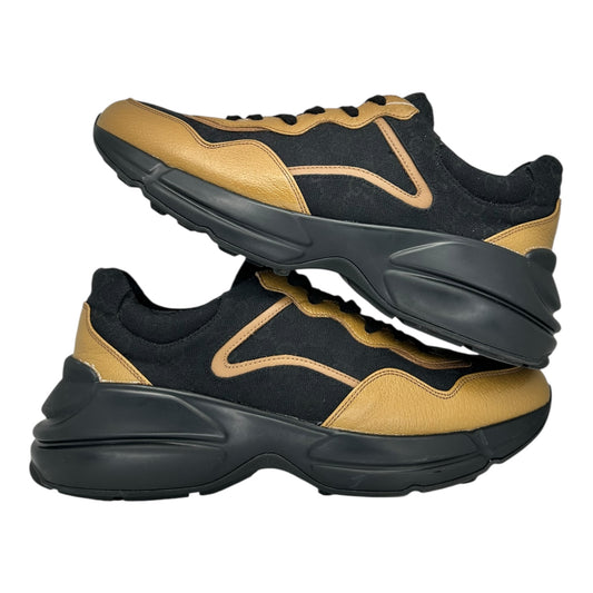 PREOWNED GUCCI RHYTON BLACK KHAKI LEATHER