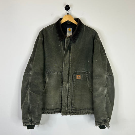 CARHARTT GREEN WASH DISTRESSED DETROIT JACKET