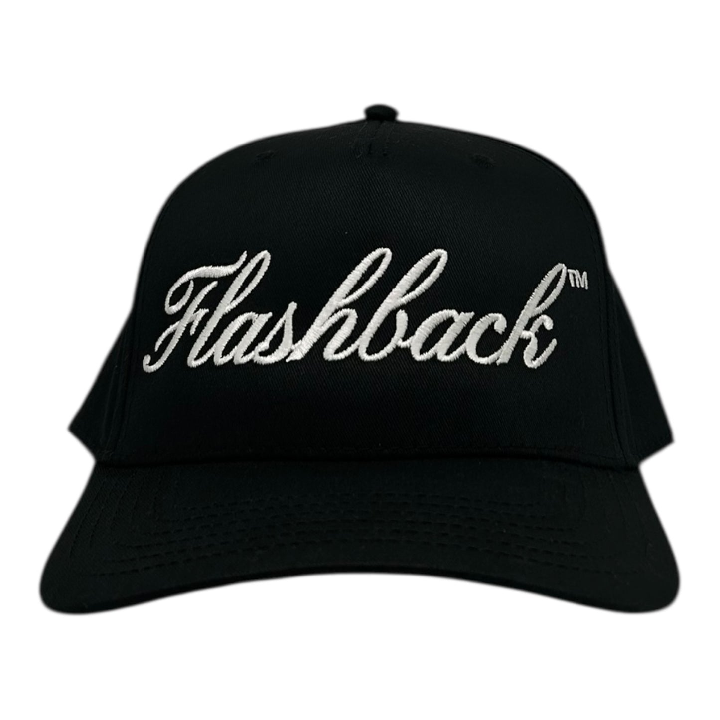FLASHBACK BLACK/WHITE SCRIPT LOGO SNAPBACK HAT