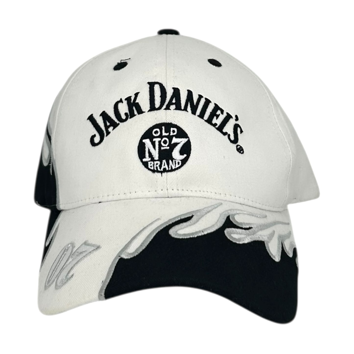 NASCAR JACK DANIELS WHITE BLACK FLAME HAT