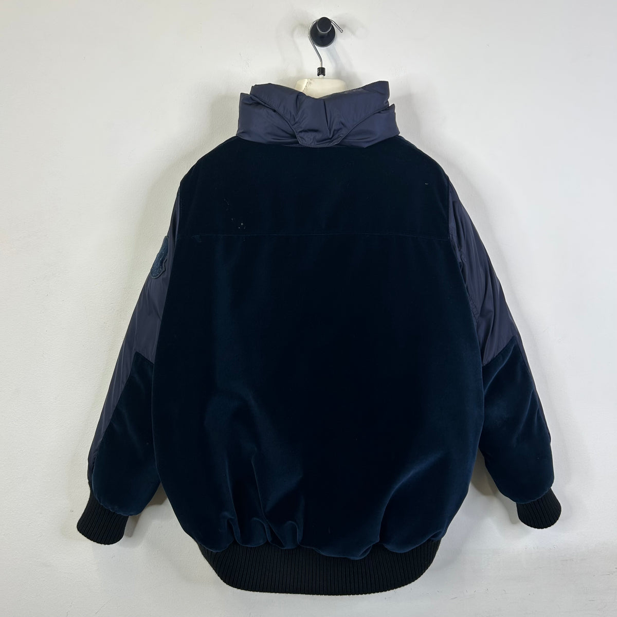 MONCLER VELVET PUFFER DOWN JACKET NAVY