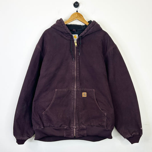 BURGUNDY RED J130 HOODED CARHARTT JACKET