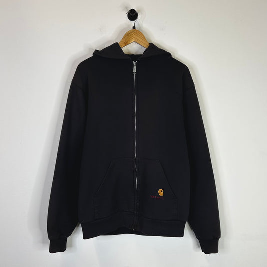 CARHARTT FADED BLACK THERMAL LINED ZIP-UP HOODIE