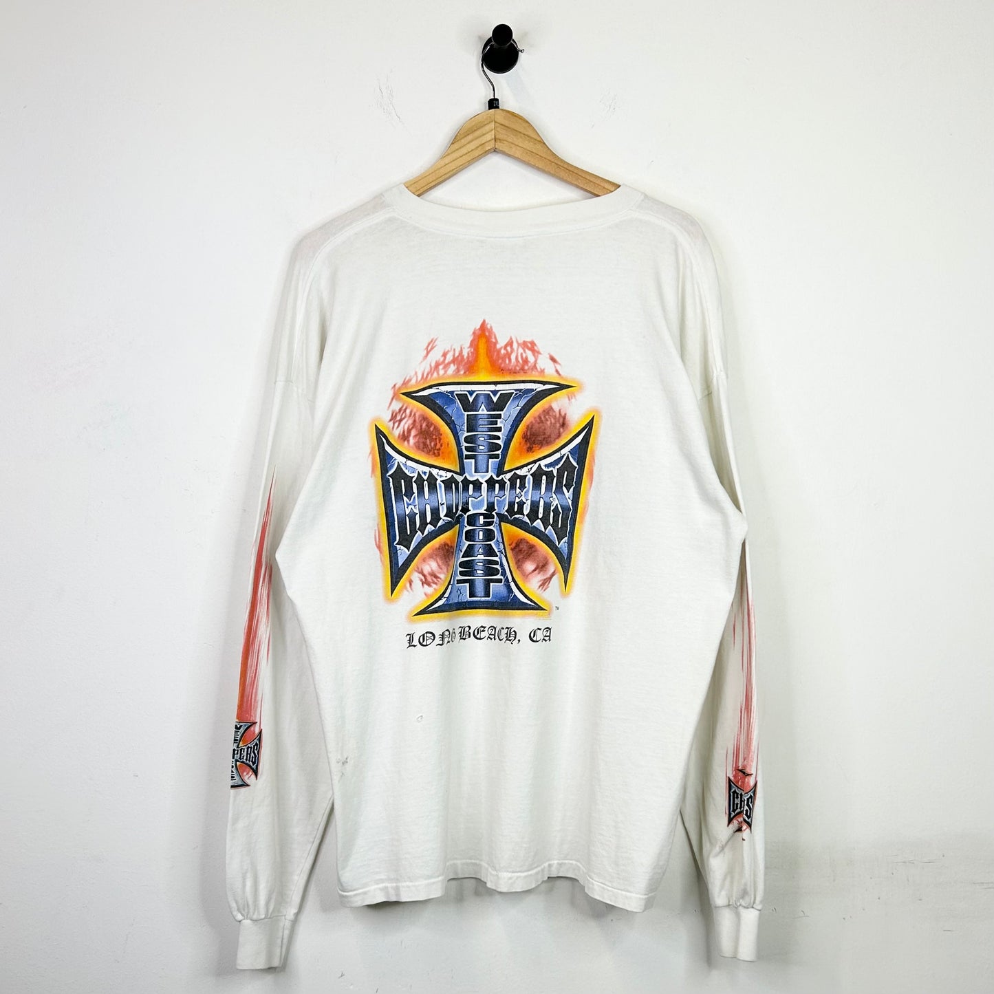 CHOPPERS FOR LIFE WEST COAST CHOPPERS FLAME WHITE LONG SLEEVE