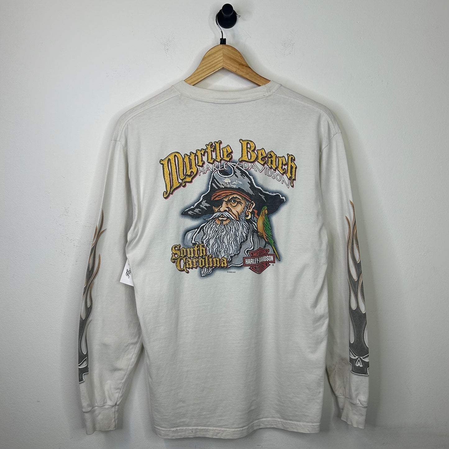 GREY SKULL FLAME HARLEY DAVIDSON LONG SLEEVE