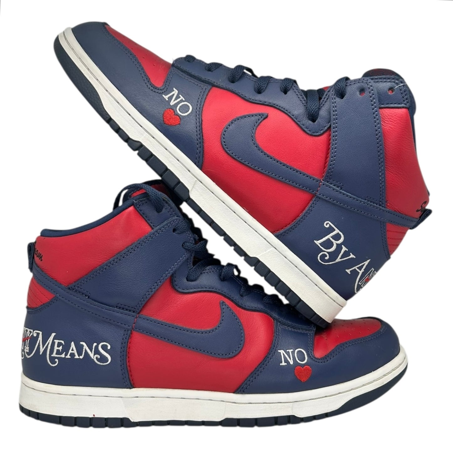 PREOWNED NIKE SB DUNK HIGH SUPREME BY ANY MEANS NAVY
