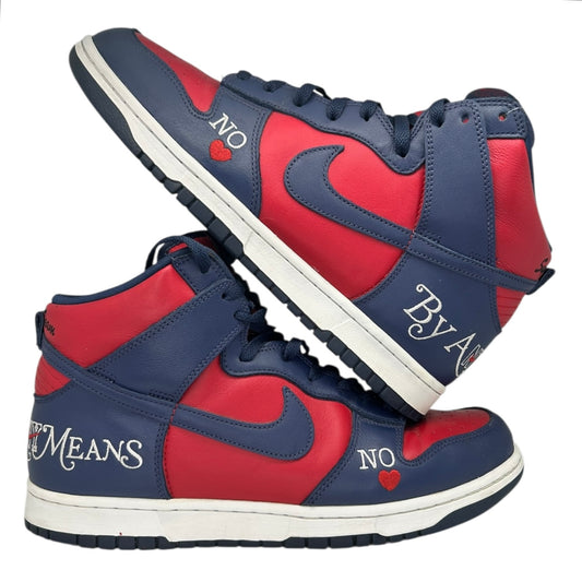 PREOWNED NIKE SB DUNK HIGH SUPREME BY ANY MEANS NAVY
