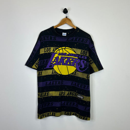 LOS ANGELES LAKERS STRIPED LOGO TEE