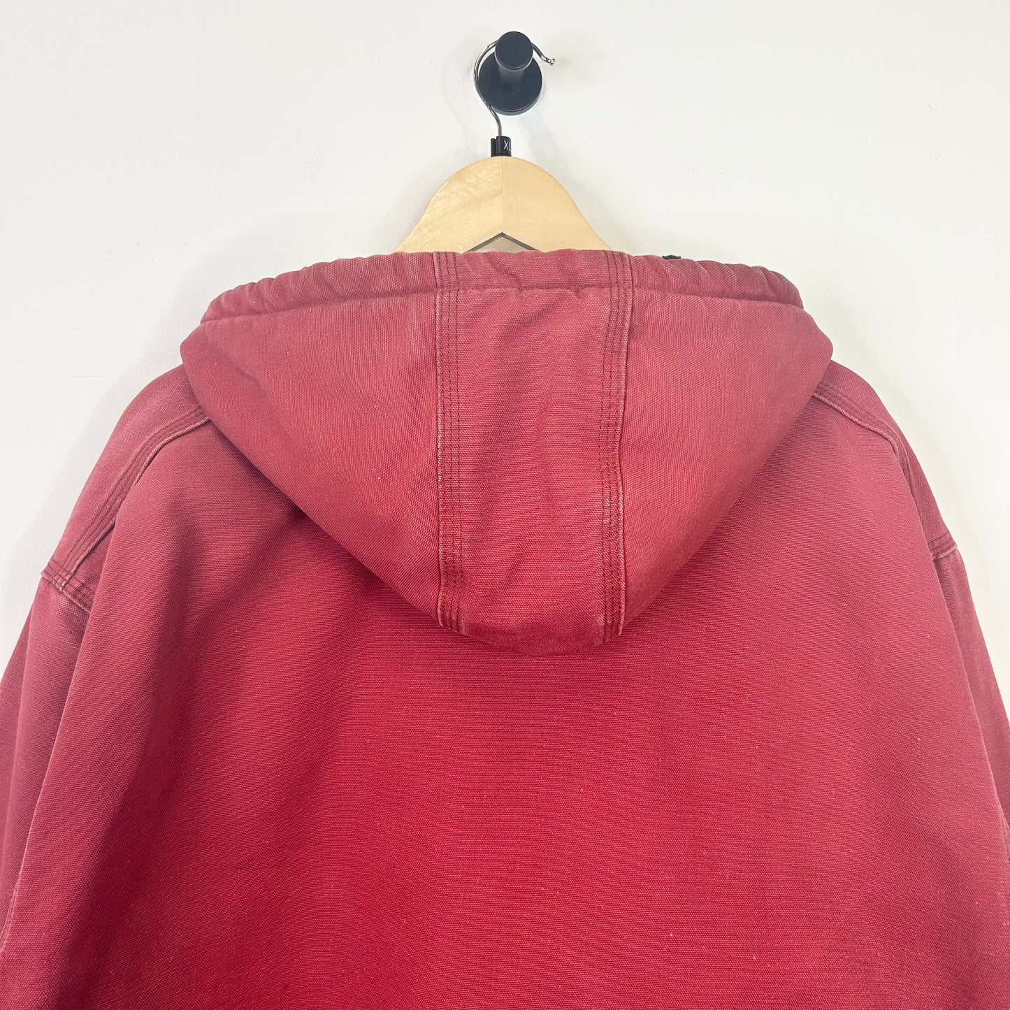 CARHARTT RED FADED AND DISTRESSED HOODED JACKET