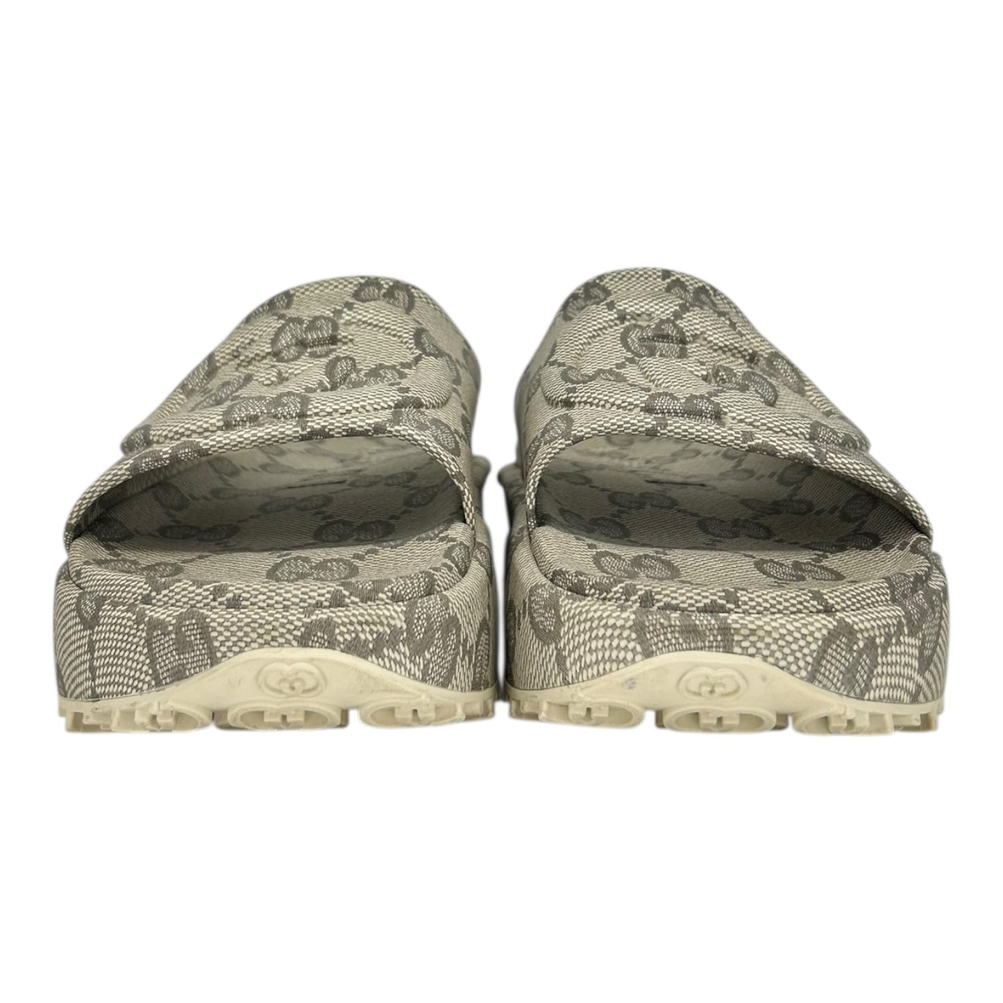 PREOWNED GUCCI INTERLOCKING G BEIGE EBONY SLIDE