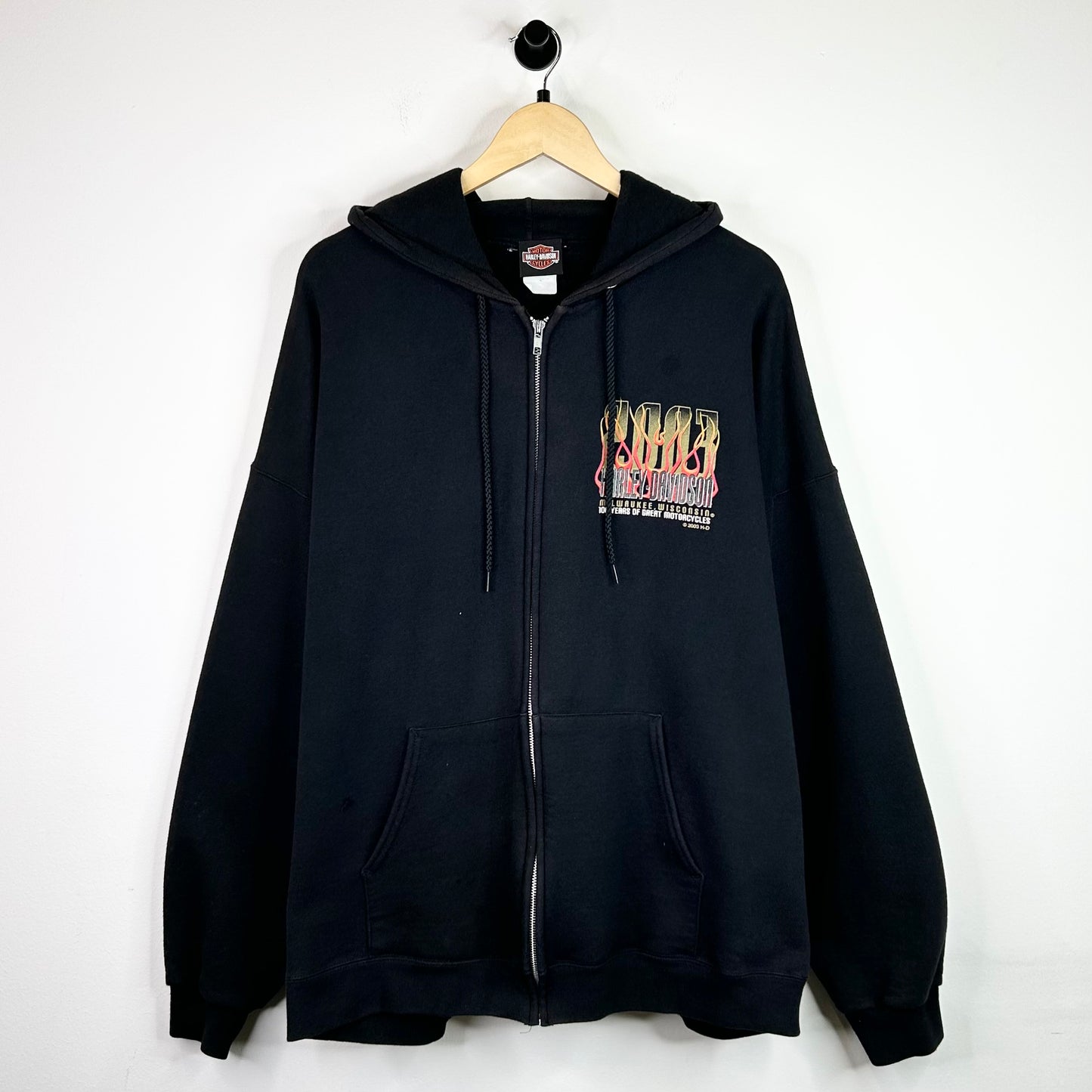 2003 HARLEY DAVIDSON FLAME LOGO ZIP HOODIE