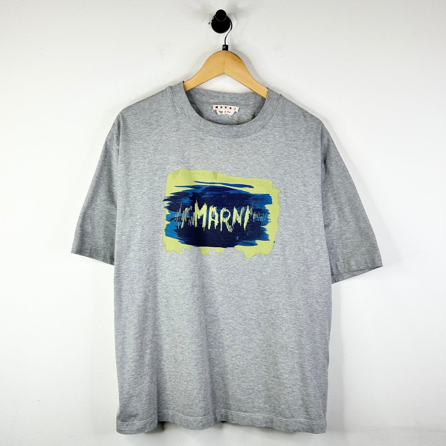 MARNI GREY PAINT LOGO TEE