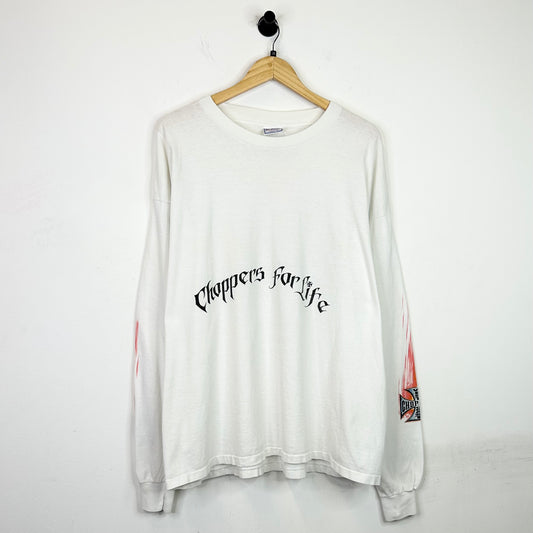 CHOPPERS FOR LIFE WEST COAST CHOPPERS FLAME WHITE LONG SLEEVE