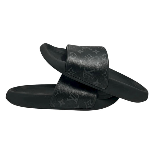 PREOWNED LOUIS VUITTON BLACK WATERFRONT MULE SLIDES