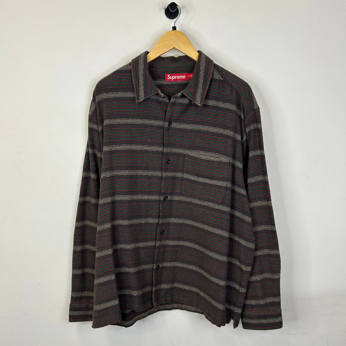 BROWN SUPREME WOVEN STRIPE SHIRT